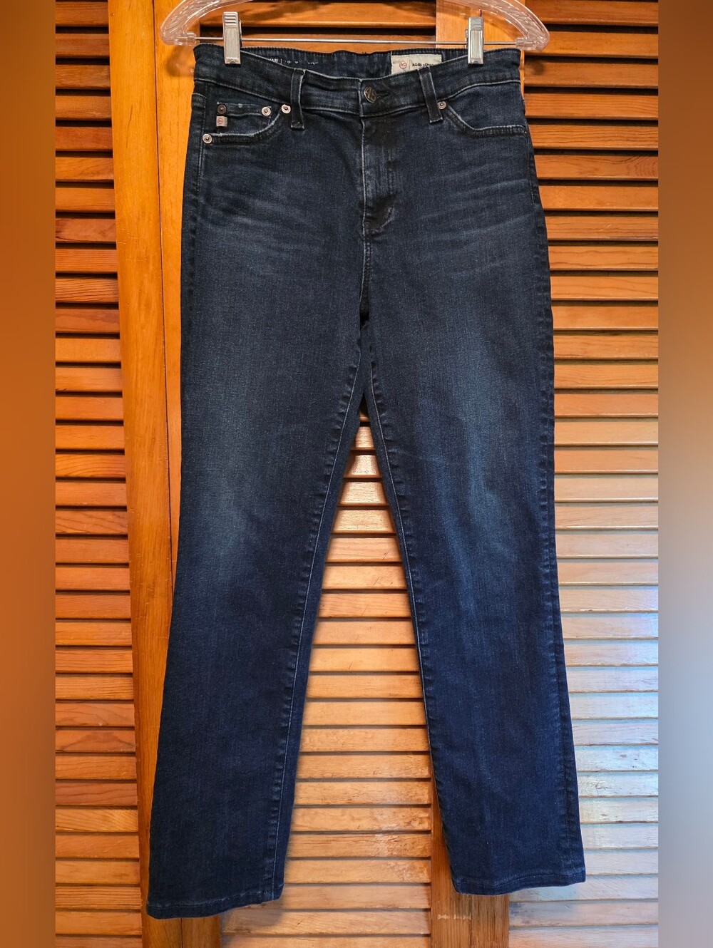 AG Jeans Mari High Rise Slim Straight Stretch Dark Wash Denim Pants Womens 28